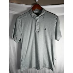 Volcom Stone Mens Green Polo Shirt Solid Short Sleeve Collared Logo Top Size M